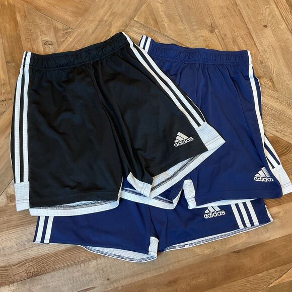 Lot of 3 - Boy’s Youth Adidas Black And Blue Shorts Drawstring Pocket Size Small - Picture 1 of 11